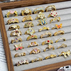 Bán buôn phụ nữ của Zircon Oxit Nhẫn, hình học Đá kim loại dát Nhẫn, đồ trang sức, màu sắc hỗn hợp Zircon pha lê Nhẫn - Product Image 1