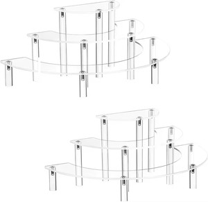 Exhibidor Acrílico Transparente para Maquillaje, con Base Curva y Redonda, 3 Niveles, Moderno y Clásico, Personalizable - Product Image 1