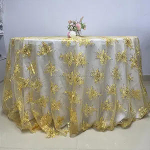 Luchuan-Mantel de encaje dorado de 120 ", personalizado, para manteles