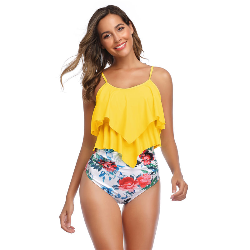 Double Layer Cover Up Swimsuits Ladies Sexy Two-piece Swimsuit Women Crinkle Swimsuit