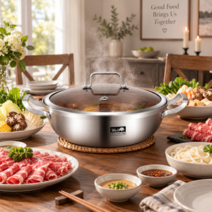 Panela Térmica Yin Yang de Aço Inoxidável Reforçada com 3 Camadas e Compartimentos Duplos para Caldos Picantes e Suaves - Product Image 1