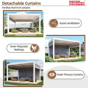 Gazebo Plegable de Metal Resistente con Soportes para Persianas, <span class=keywords><strong>Techo</strong></span> Bioclimático de Aluminio Impermeable, Pérgola con Rejillas para Jardín, Patio Exterior - Product Image 3