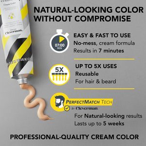 Cleverman <strong>Hair</strong> &amp; Beard <strong>Dye</strong> Kit for Men-All-in-One Reusable Cream Ammonia-Free Natural Gray Coverage Medium Brown - Product Image 3