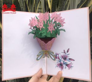 Tarjeta 3D Pop-Up con Ramo de Lirios Rosados, Tarjeta Floral de Felicitación para el Día de la Madre, Cumpleaños, Agradecimiento a Profesores, Regalo de Primavera - Product Image 2