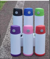 Bouteille d'eau isotherme pour enfants en acier inoxydable à double paroi de 12 oz avec couvercle rabattable, idéale pour la sublimation