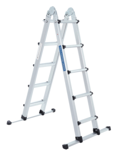 Échelle pliante à marches antidérapantes, échelle télescopique multifonction en aluminium, poids maximal 150 kg avec barre d'équilibre extensible, 4x5 marches - Product Image 1