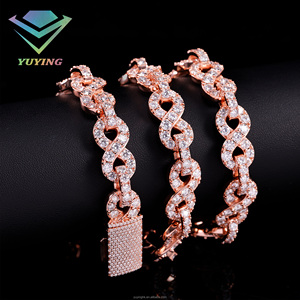 yu ying Luxury 925 sterling Silver 13MM VVS Moissanite <b>Infinity</b> Chain <b>Necklace</b> 18k <b>gold</b> Plated Link Chain Unisex Everyday Wear - Product Image 6