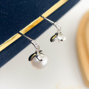 Accessoires en argent S925 pour la création de bijoux, magnifique support vide pour boucles d'oreilles avec perles rondes de 7 à 9 mm, kit d'accessoires 20876 - Product Image 4