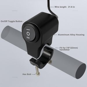 <span class=keywords><strong>Interruptor</strong></span> de Manillar para Motocicleta, 1 Pieza, Impermeable, de Aleación de Aluminio, Encendido/<span class=keywords><strong>Apagado</strong></span>, para Motocicleta, Scooter, Bicicleta - Product Image 4