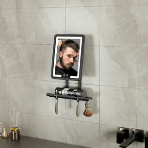 Không Thấm Nước Màu Đen Có Thể Điều Chỉnh Tùy Chỉnh Dao Cạo Chủ Chống Sương Mù Gương Fogless Cho Nước Nóng Sương Mù Miễn Phí Tắm Cạo Râu Gương Với Ánh Sáng LED - Product Image 1