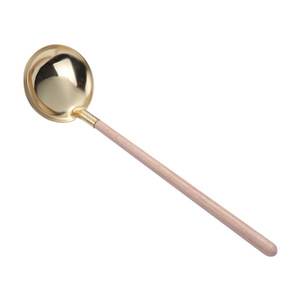 Cuillère à fondue japonaise en acier inoxydable 304, louche à soupe en forme de fleur avec manche en bois, pour la cuisine en restaurant - Product Image 5