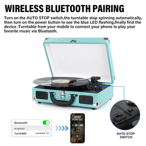 Vente Flash : Lecteur de disques vinyles à entraînement par courroie, 3 vitesses, son stéréo, prise en charge OEM/ODM, vente en gros, usine de lecteurs de musique - Product Image 2