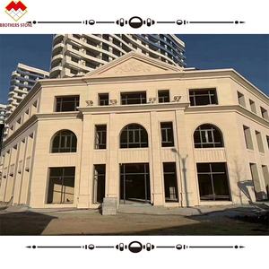 Corniche de luxe Façade extérieure pour mur en pierre Cadres de fenêtres en marbre beige Revêtement mural personnalisé en pierre calcaire pour villa - Product Image 1