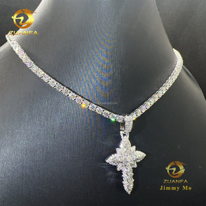 Joyería <span class=keywords><strong>de</strong></span> Moda <span class=keywords><strong>para</strong></span> <span class=keywords><strong>Hombre</strong></span> Color Oro Blanco <span class=keywords><strong>Colgante</strong></span> Estilo Hip Hop Plata S925 con Moissanita VVS1 en Corte Pera y Diamante Conjunto <span class=keywords><strong>de</strong></span> Collar con <span class=keywords><strong>Colgante</strong></span> <span class=keywords><strong>de</strong></span> <span class=keywords><strong>Cruz</strong></span> - Product Image 1