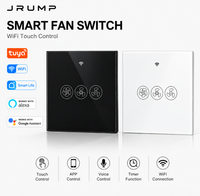 Interrupteur de ventilateur intelligent de type 86, norme européenne, spécifications britanniques, IP65, panneau tactile Smart Life, prise en charge de la télécommande, réglage numérique de la vitesse, Alexa