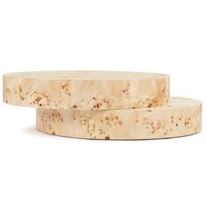 Table basse moderne pour salon, en placage de bois Mappa Burl, ronde, unique, pour la maison - Product Image 1