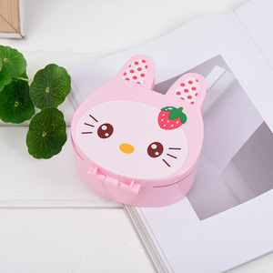Cartoon Rabbit Cosmetic Box Round <b>Foldable</b> Kids Toy Organizer Storage Container for Jewelry Hair Accessories - Product Image 3