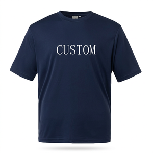 เสื้อยืดแขนสั้นสีกรมท่าสำหรับผู้ชาย พิมพ์โลโก้ตามสั่ง น้ำหนัก 150 กรัม เสื้อผ้าฤดูร้อน ทรงเข้ารูป เสื้อยืดถักสำหรับผู้ชาย - Product Image 3