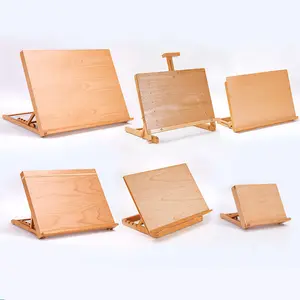 Portable Beech Wood Painting Box Set Desktop Easel Artist Tools Organizer Box For Painting, Drawing