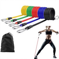 Ensemble de 11 bandes de résistance en latex avec poignées pour l'entraînement musculaire, la remise en forme à domicile et l'entraînement portable, accessoires de fitness