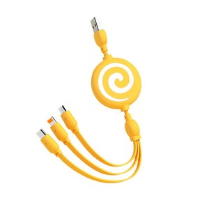 Cable de datos retráctil 3 en 1 Lollipop Liquid con interfaces Lightning Micro USB tipo C para dispositivos Apple y Android - Product Image 3