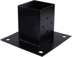 SUREALONG Support de <span class=keywords><strong>poteau</strong></span> <span class=keywords><strong>carré</strong></span> 4 x 4 pouces, plaque de fixation, support de <span class=keywords><strong>poteau</strong></span> en bois, base de <span class=keywords><strong>poteau</strong></span> de clôture en acier, revêtement en poudre - Product Image 1