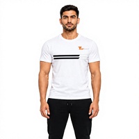 Haute qualité 200gsm 100% coton essentiel blanc col rond à manches courtes t-shirts pour hommes usine sonnerie Logo personnalisé hommes t-shirt