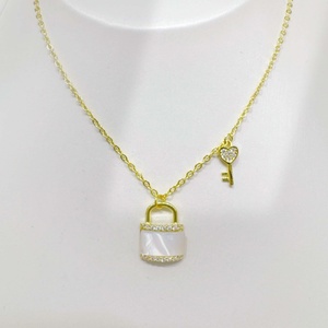 custom 925 plata sterling silver geometric 18k gold plated <b>necklace</b> Everyday Wear Minimalist ladies shell pendant <b>necklaces</b> - Product Image 3