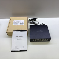 Switch PoE de 6 Puertos 10/100Mbps con 4 Puertos PoE de Largo Alcance 250m y 2 Puertos Uplink, Compatible con IEEE802.3 Af/at para Cámaras IP