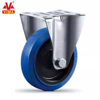 Roue pivotante industrielle VIMA de 4 pouces (128 mm) à haute capacité de charge (140 kg), en caoutchouc souple bleu, pour chariot