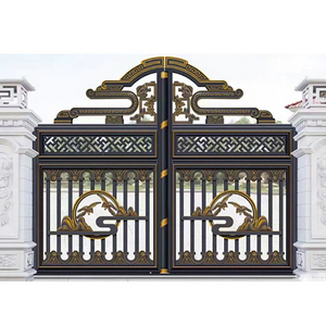 Portes d'entrée principales modernes en aluminium forgé, portes battantes en aluminium pour villa, portes d'allée de haute qualité en aluminium forgé - Product Image 1