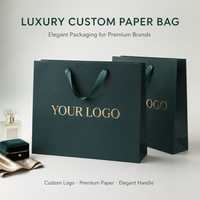 Sac cadeau en papier personnalisable de luxe, motif vert vintage, poignées, emballage en carton blanc imprimé offset pour bougies artisanales