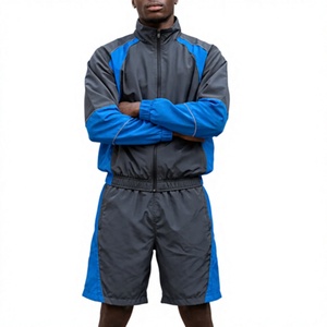 Men's Summer Sporty 2-Piece Windbreaker Sets <b>Zip</b>-<b>Up</b> <b>Jacket</b> and Shorts 100% Nylon Woven OEM Windbreaker Short set's for Men's - Product Image 1
