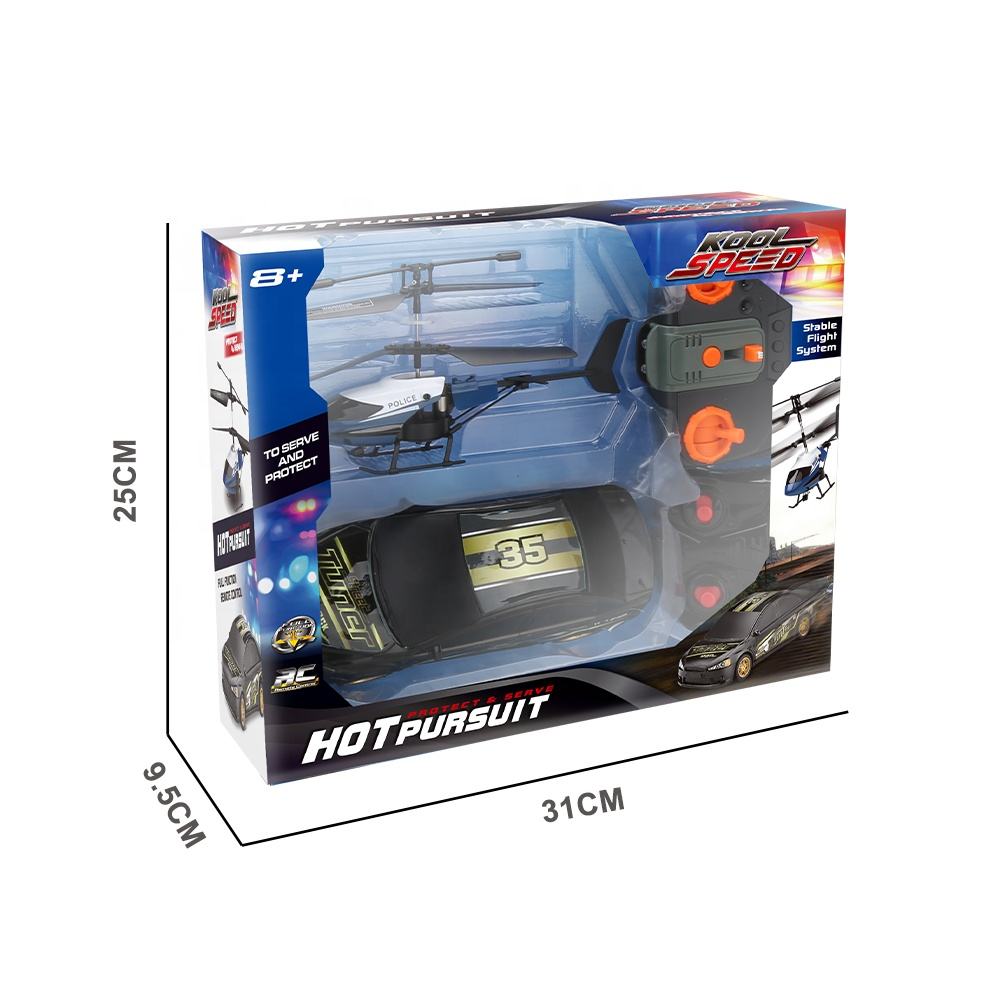 Remote Control Helicopter Car Toys Set for Kids Police Set