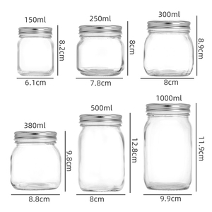 食品容器4オンス8オンス10オンス16オンス32オンス64オンス食品容器丸型透明ガラスメイソンジャーねじ付き - Product Image 6
