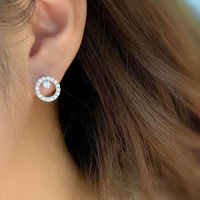 Kadınlar için Kübik Zirkonya Açık Daire Saplama Küpe, 10mm, Altın Kaplama Pirinç Zarif Geometrik, Beyaz Altın Altın