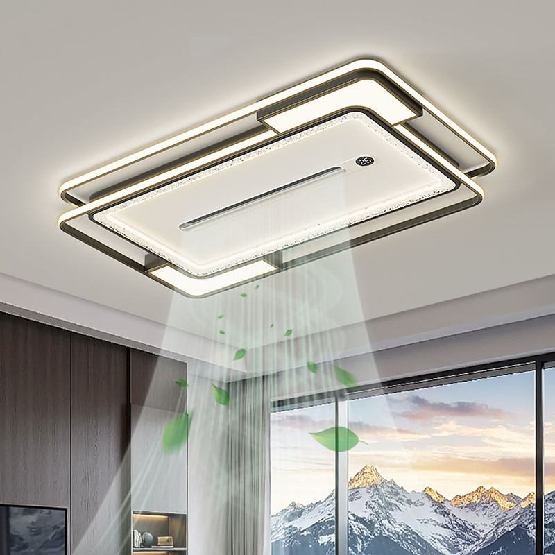 LED Bladeless Ceiling Fan Lamp Iron Acrylic Design for Home Bedroom Living Room Hall Hotel Restaurant Flush Mount Fan Wth Light
