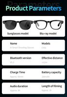 Gafas Inteligentes con IA, Cámara de 8MP, Traducción en Tiempo Real, Asistente de Voz, Control de Música, Grabación de Fotos y Videos, Gafas con Bluetooth