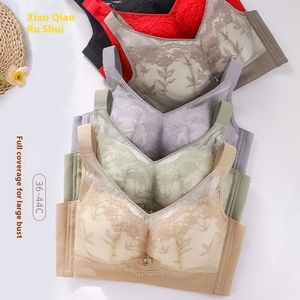 Soutien-gorge fin, respirant et doux en Spandex/Polyester, ajustable, pour grandes poitrines, sexy, en dentelle florale, confortable, sans armatures, push-up 3/4 - Product Image 3