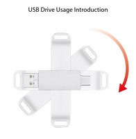 Clé USB rotative 64 Go Type-C rétractable 2-en-1 avec interface OTG pour téléphone et ordinateur, en métal, idéale comme cadeau d'affaires