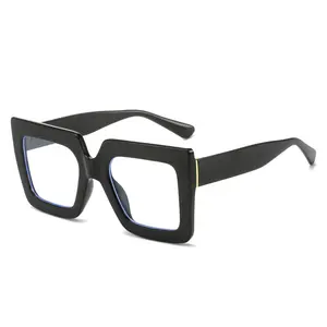Оптовая продажа, толстые квадратные компьютерные очки большого размера, модные синие очки для женщин