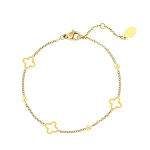 Braccialetto di ciondoli a trifoglio aperto e dolce regolabile in oro placcato 18k bracciale in acciaio inossidabile per donne e ragazze fornitore di gioielli