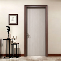 Porte intérieure moderne minimaliste en WPC imperméable, porte à panneau plat insonorisée pour chambre à coucher avec cadre enveloppé pour appartement et hôtel