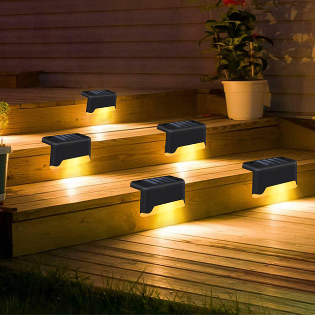 Outdoor ABS Led Solar Power Stair Step Fence Lamp Solar Led Step Stairs Light Outdoor