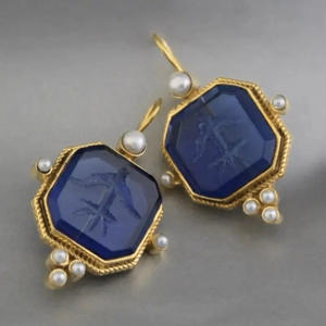 Pendientes Geométricos de Aleación Chapados en Oro E4617 con Bisel de Perlas de Imitación para Mujer, Joyería de Moda Vintage - Product Image 4