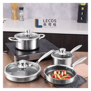 LECOS 2025, lo último en ollas y sartenes triples de inducción antiadherentes de doble panal, juegos de utensilios de cocina de acero inoxidable, proveedor antiadherente - Product Image 1