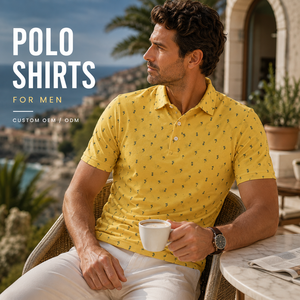 Polo de Golf Amarillo Premium Personalizado para Hombre, Microimpresión, Rendimiento, Absorción de Humedad, Marca Privada, Ropa Corporativa OEM - Product Image 1