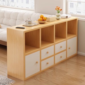 Meuble de rangement moderne et minimaliste en bois massif chêne et hêtre pour salon, avec cloison non réglable, armoire latérale pour canapé, à poser au sol ou au mur - Product Image 1