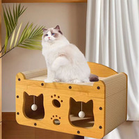 Nouveau Nid à gratter pour chat à deux niveaux, résistant à l'usure, maison intégrée pour chat, structure d'escalade durable pour chat