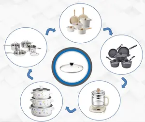 Tapa de vidrio templado de alta calidad Tapa de vidrio templado para sarten y olla con borde S / S